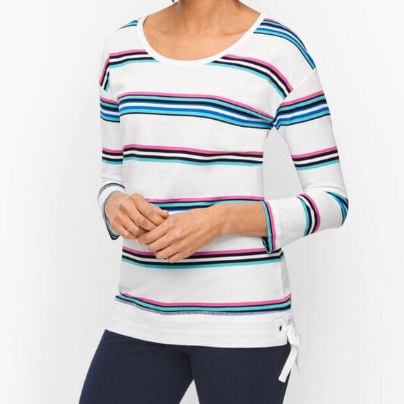 T by Talbots Tie Detail Stripe Top Size XL - Picture 1 of 6